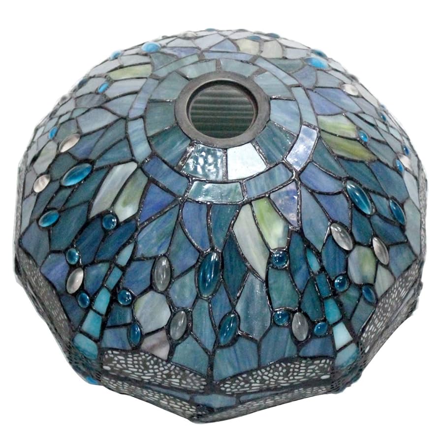 WERFACTORY Tiffany Lamp Shade Replacement 12X6 Inch Sea Blue